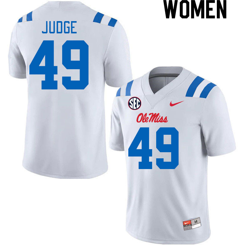 Women #49 Sean Judge Ole Miss Rebels 2024 New Uniforms College Football Jerseys Stitched-White